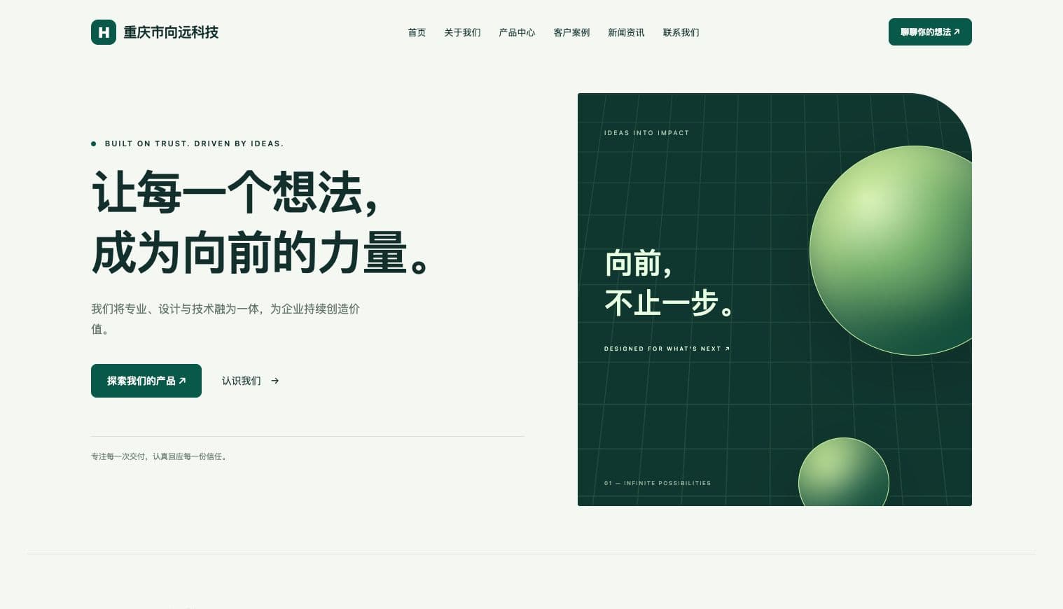 HHY CMS corporate homepage with navigation, company introduction and green brand artwork
